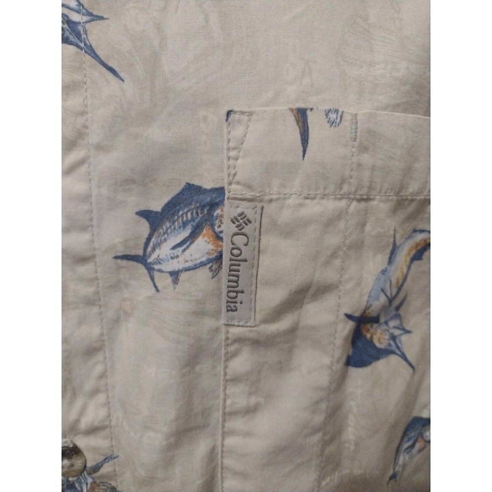 Columbia Sportswear Company Short Sleeve Fish Print Button Shirt Mens Large L - Picture 5 of 13